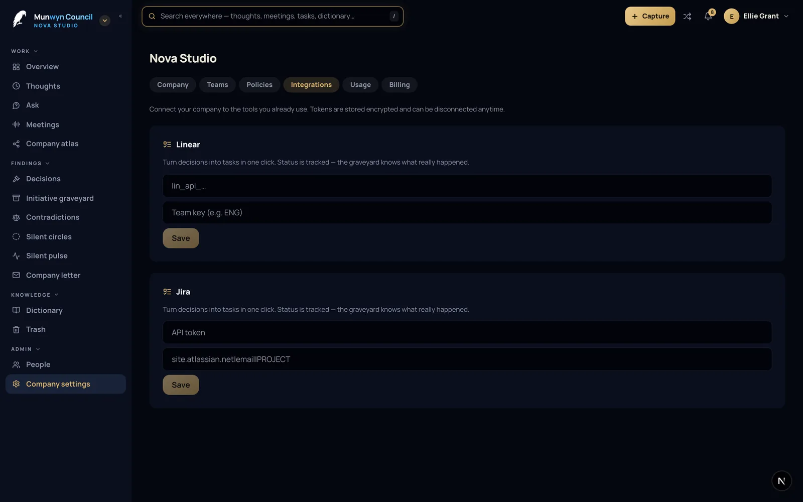 Munwyn Council — Integrations and export