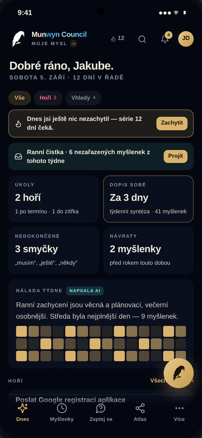 Munwyn na Android — Vstupní záložka